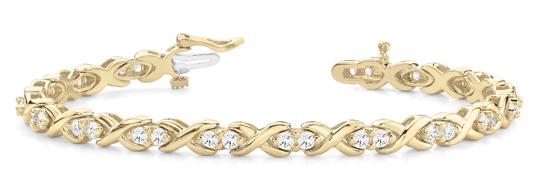 1 3/4 ct tw 14kt gold White Bracelet 34 - .05PT Round