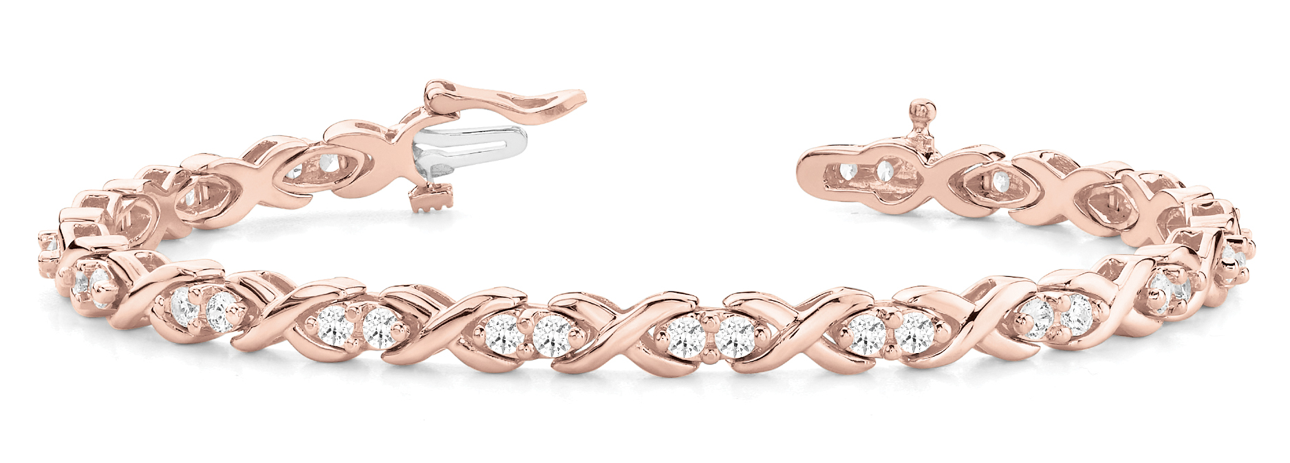 1 3/4 ct tw 14kt gold White Bracelet 34 - .05PT Round