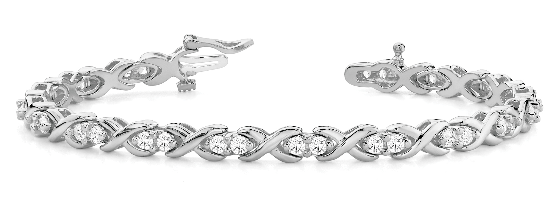 1 3/4 ct tw 14kt gold White Bracelet 34 - .05PT Round