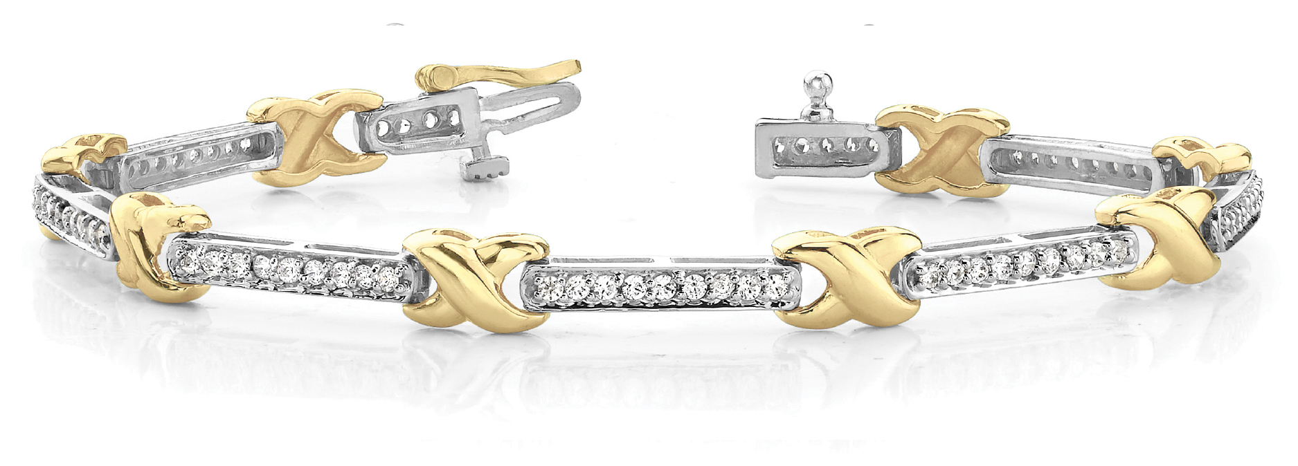 1 3/8 ct tw 14kt gold White Bracelet 72 - .02PT Round