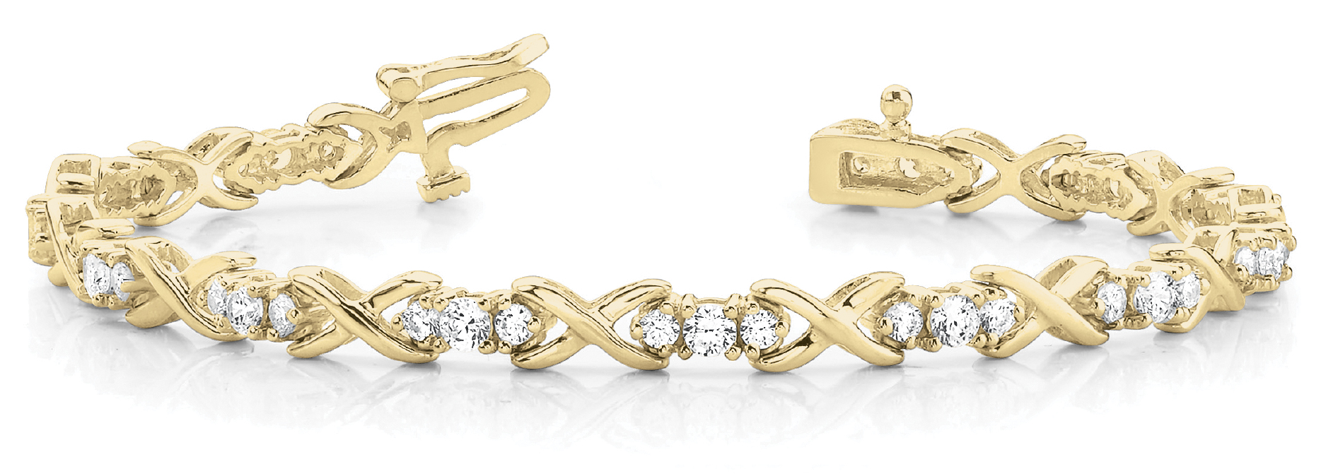 1 1/2 ct tw 14kt gold White Bracelet 14 - .03PT Round ,14 - .08PT Round