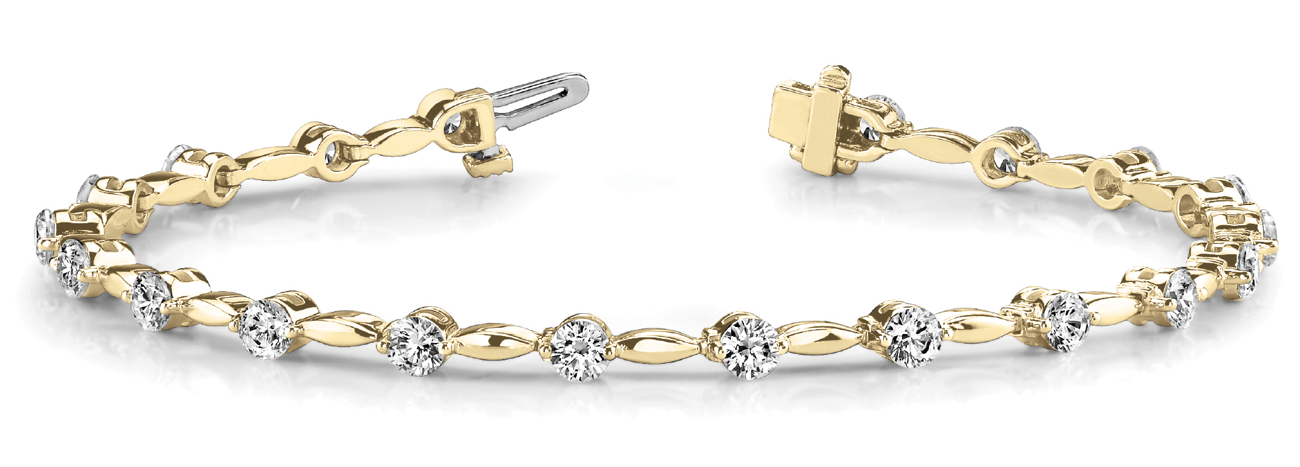 4 ct tw 14kt gold White Bracelet 19 - .21PT Round