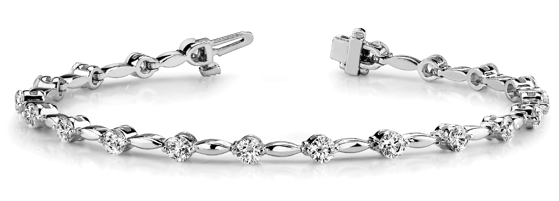1 ct tw 14kt gold White Bracelet 30 - .033PT Round