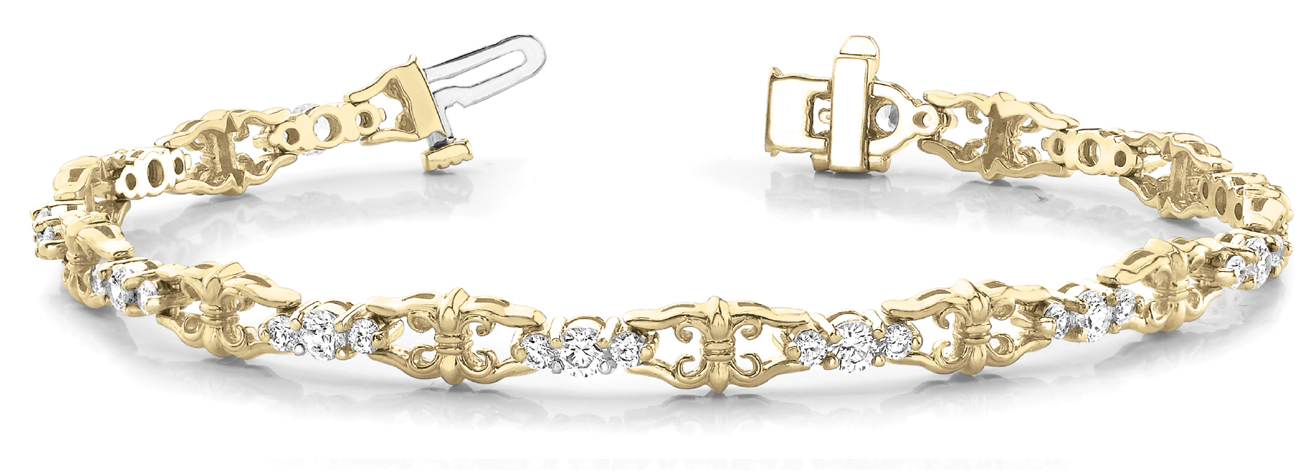 1 ct tw 14kt gold White Bracelet 28 - .022PT Round ,14 - .033PT Round