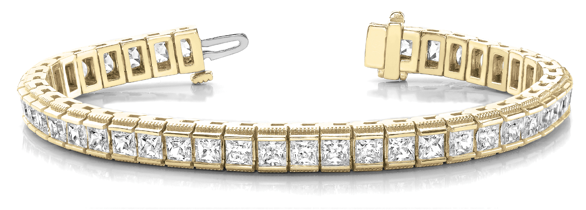 6 5/8 ct tw 14kt gold White Bracelet 66 - 2.5X2.5 Square