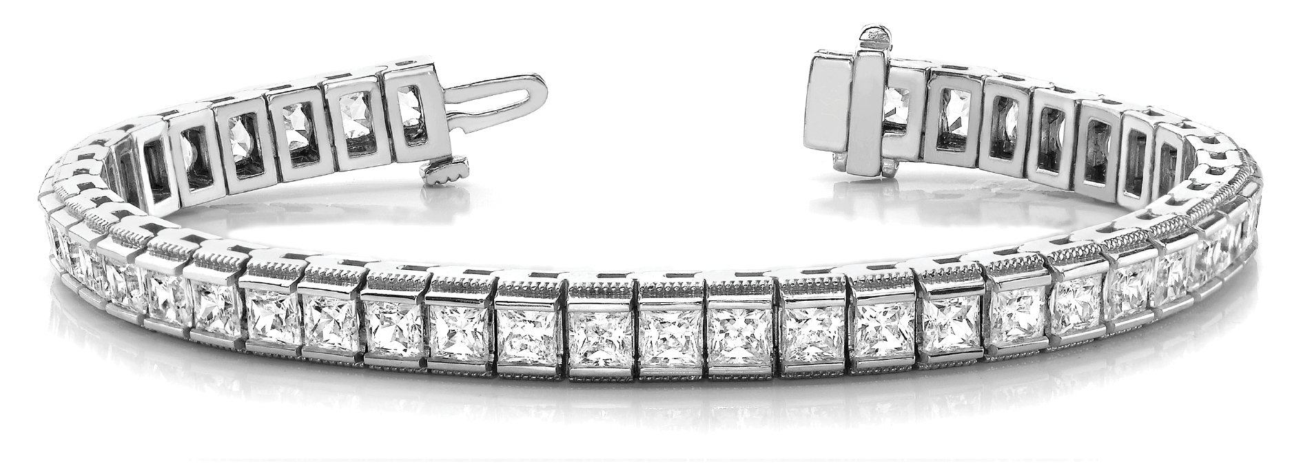 6 5/8 ct tw 14kt gold White Bracelet 66 - 2.5X2.5 Square