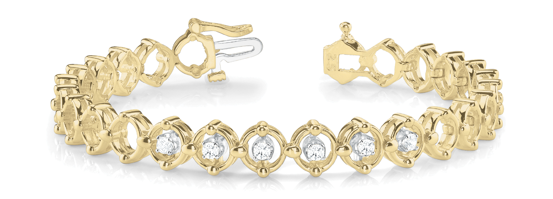 1/4 ct tw 14kt gold White Bracelet 7 - .04PT Round
