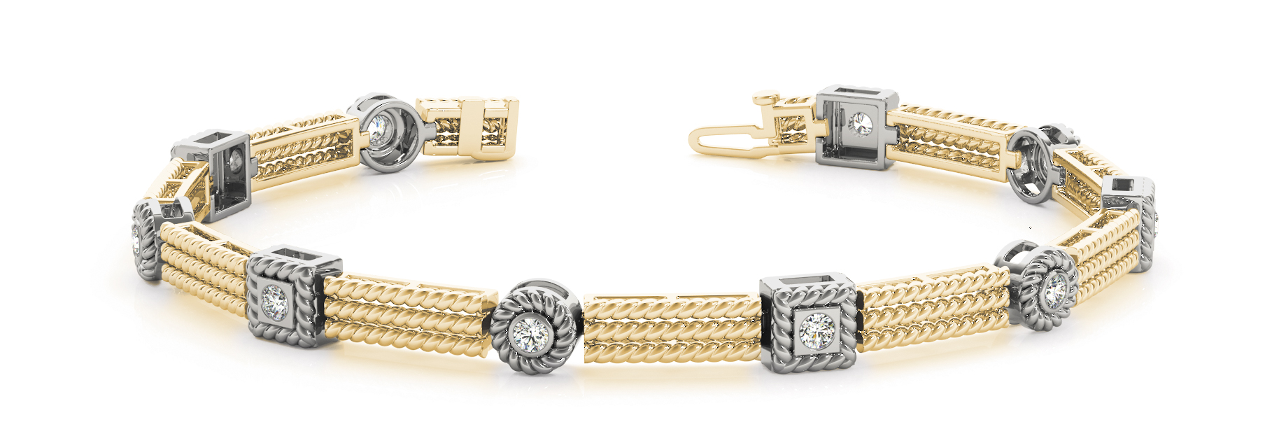 3/4 ct tw 14kt gold White Bracelet 10 - .07PT Round