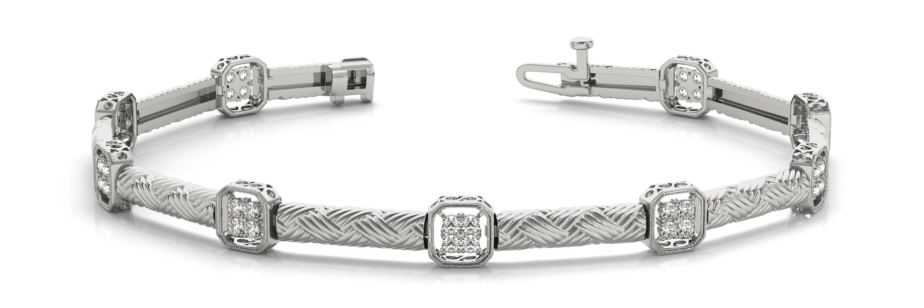 1 ct tw 14kt gold White Bracelet 32 - .03PT Round