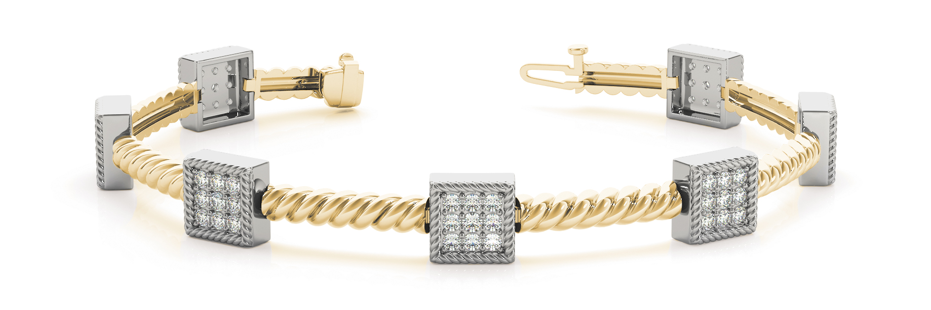 1 ct tw 14kt gold White Bracelet 7 - .02PT Round ,56 - .015PT Round