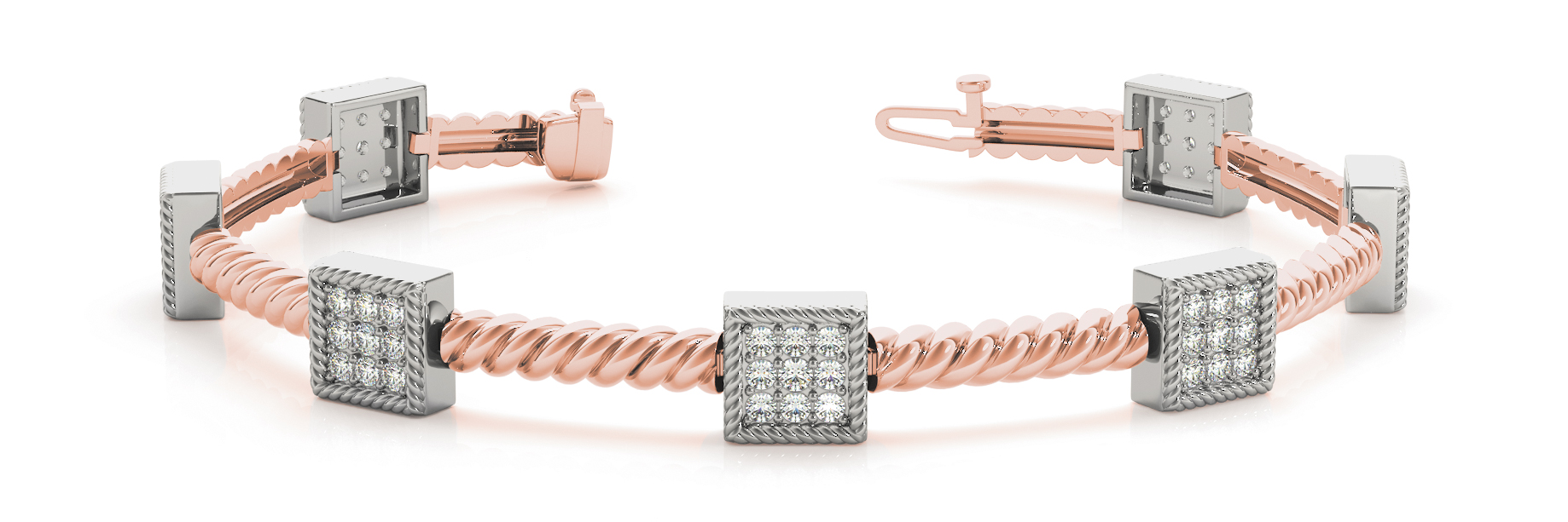 1 ct tw 14kt gold White Bracelet 7 - .02PT Round ,56 - .015PT Round