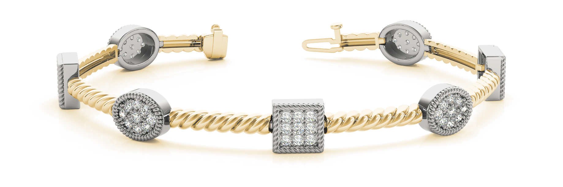 1 1/8 ct tw 14kt gold White Bracelet 8 - .02PT Round ,64 - .015PT Round