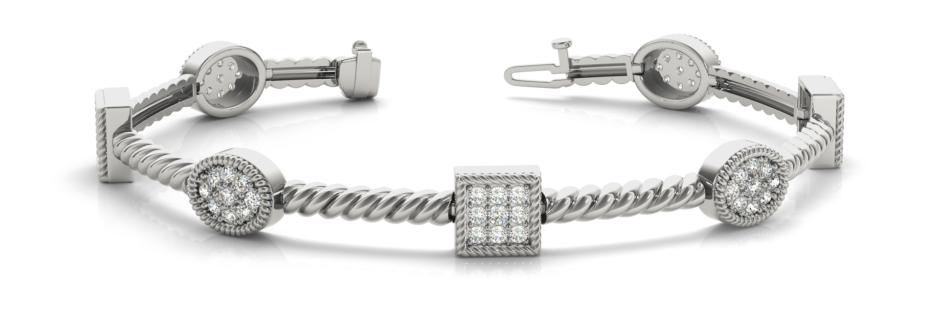 1 1/8 ct tw 14kt gold White Bracelet 8 - .02PT Round ,64 - .015PT Round