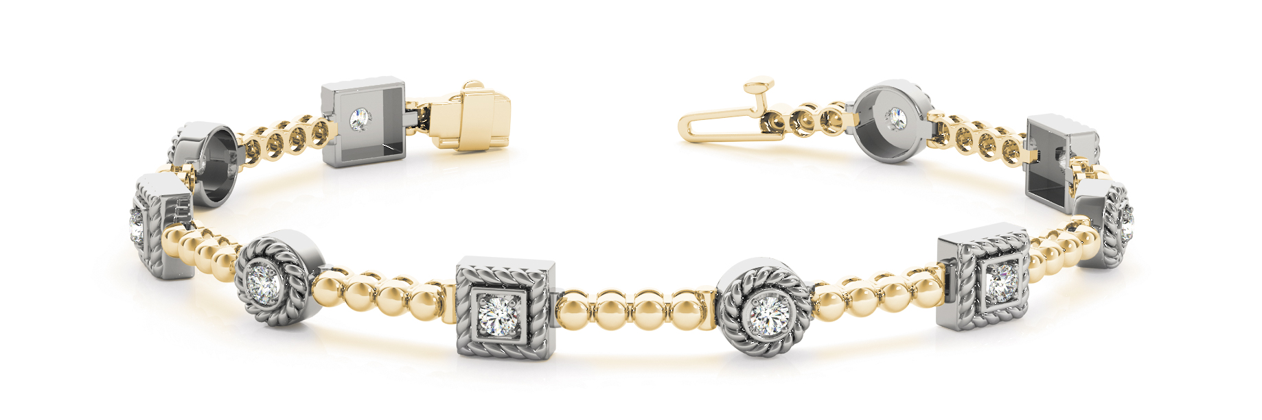 1/2 ct tw 14kt gold White Bracelet 10 - .05PT Round