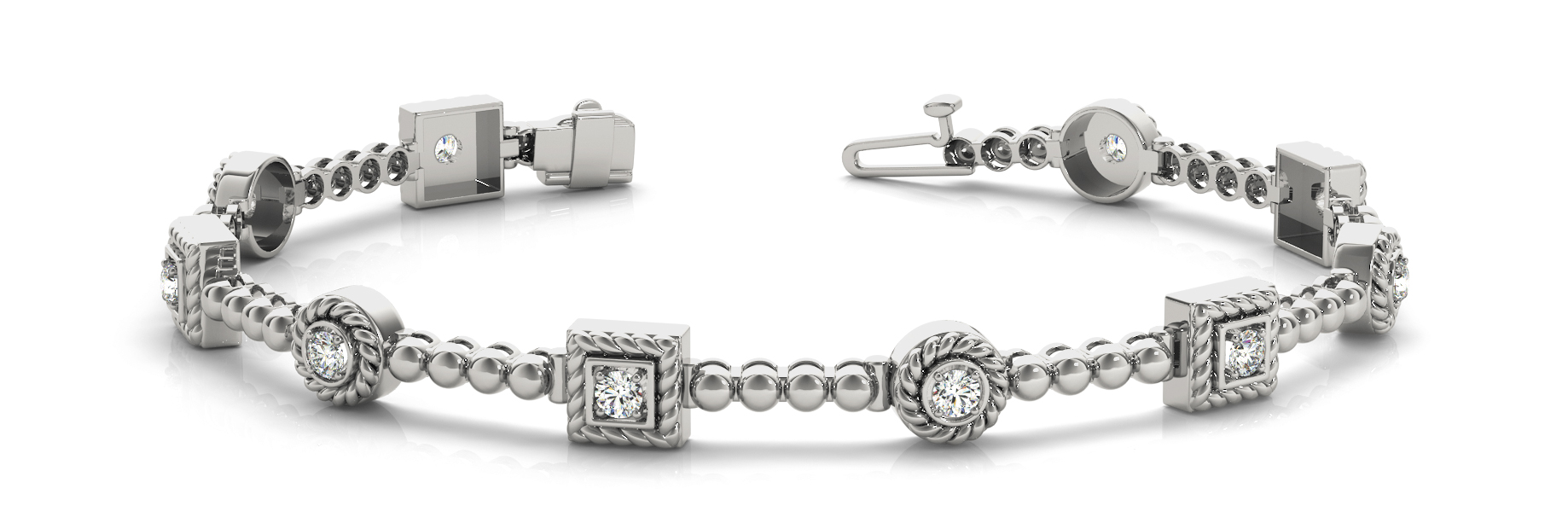 1/2 ct tw 14kt gold White Bracelet 10 - .05PT Round