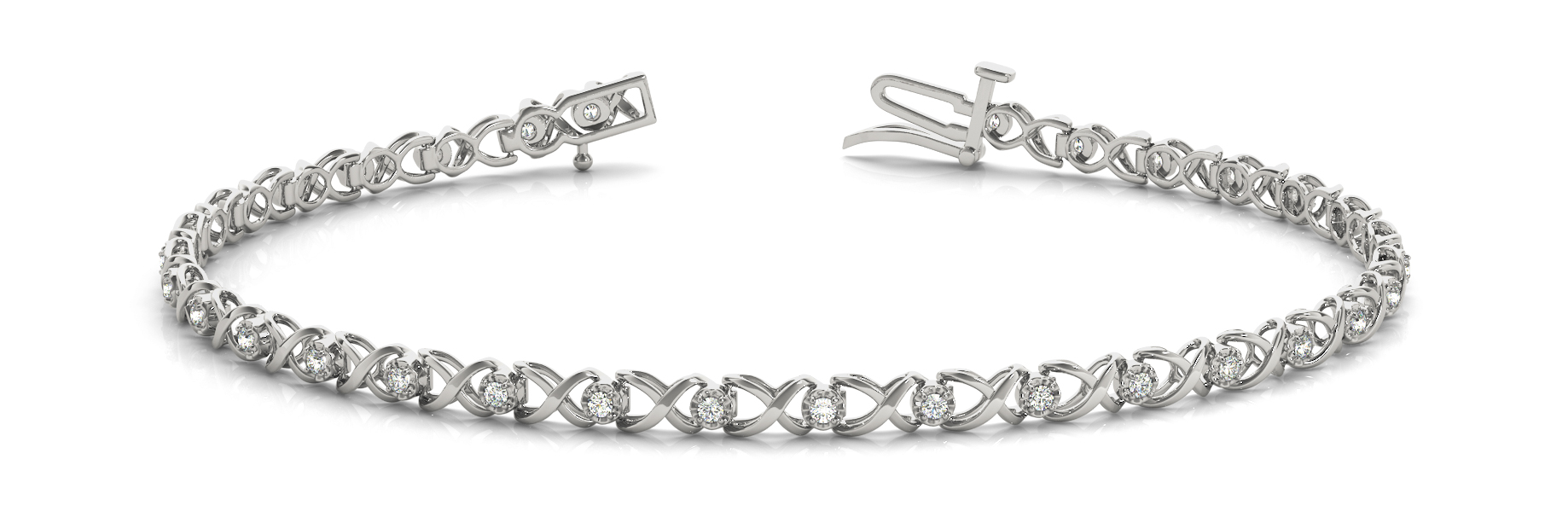 1/3 ct tw 14kt gold White Bracelet 29 - .01PT Round