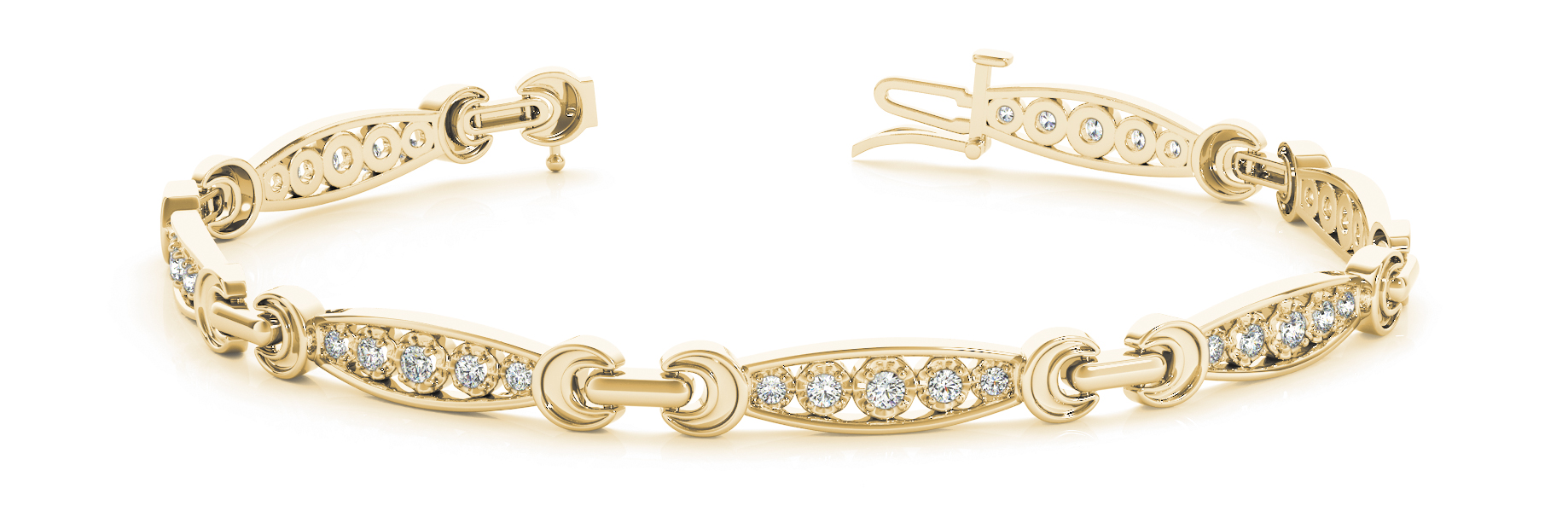 3/8 ct tw 14kt gold White Bracelet 28 - .01PT Round