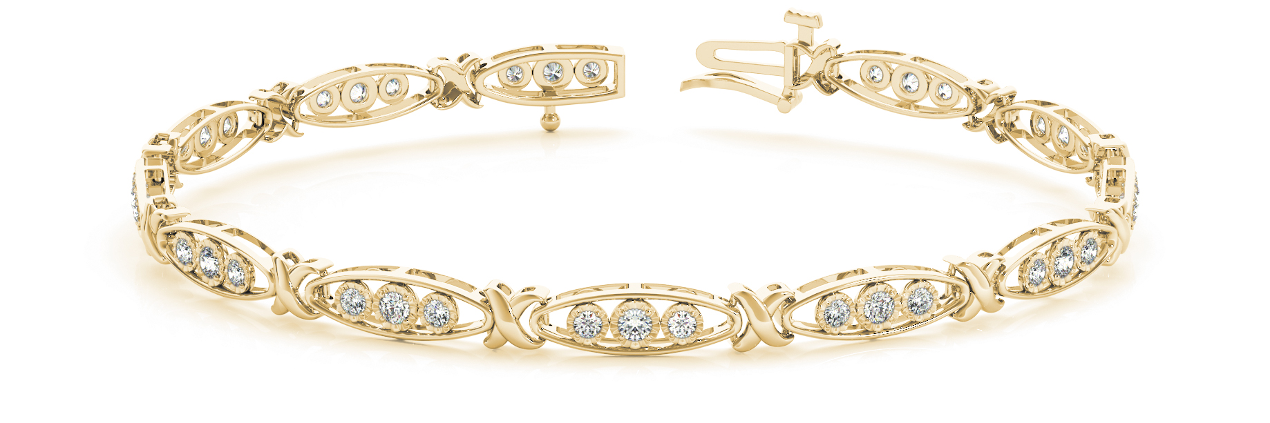 5/8 ct tw 14kt gold White Bracelet 24 - .015PT Round