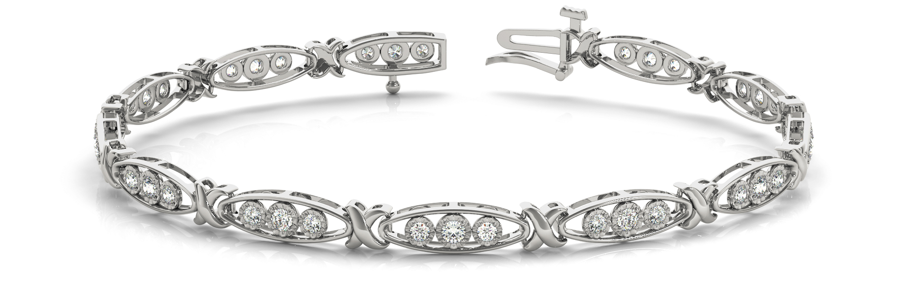 5/8 ct tw 14kt gold White Bracelet 24 - .015PT Round
