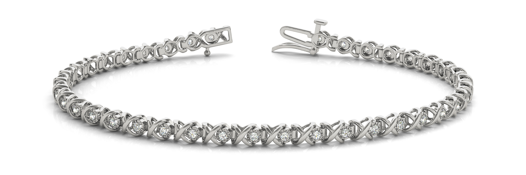 3/8 ct tw 14kt gold White Bracelet 38 - .01PT Round
