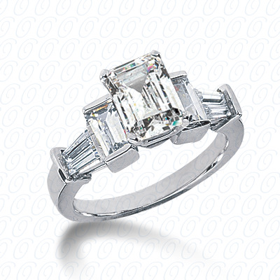 14KP Emerald Side Stones 1.12 CT. Semi Mount