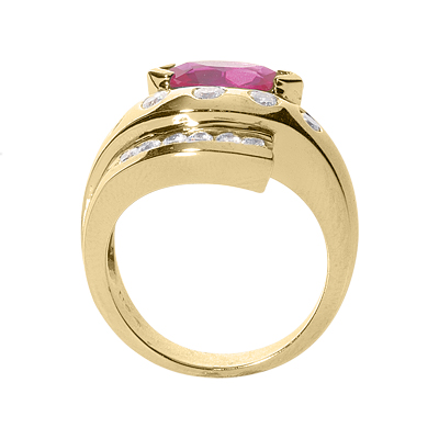 14KT MARQUISE 0.41 CT. COLOR STONE RINGS