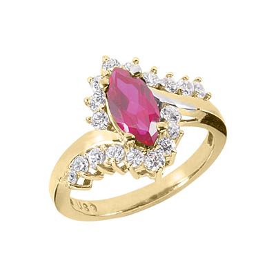14KT MARQUISE 0.54 CT. COLOR STONE RINGS