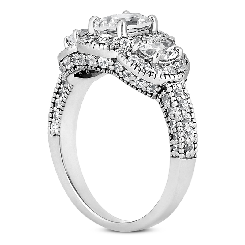 14KT Half Moon Side Stones 1.03 CT. Semi Mount