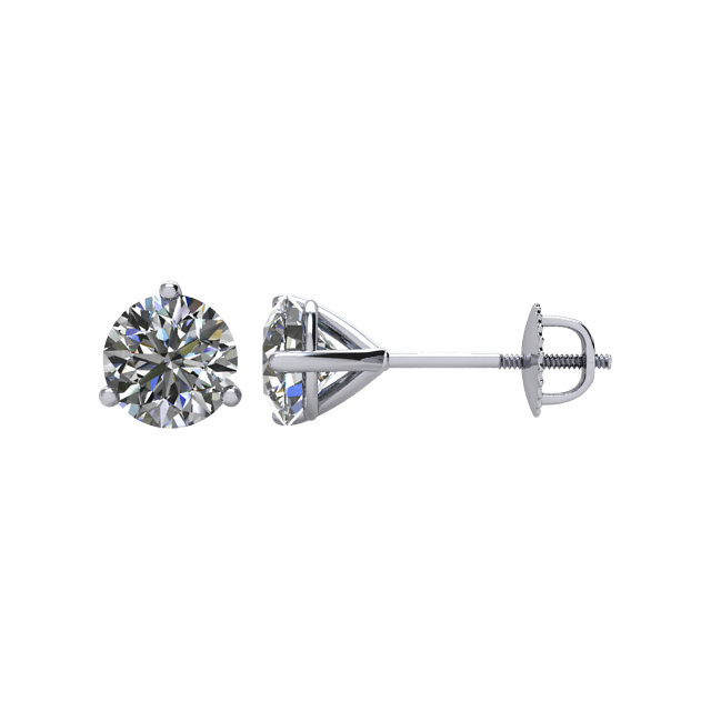 Round 3-Prong Stud Earrings