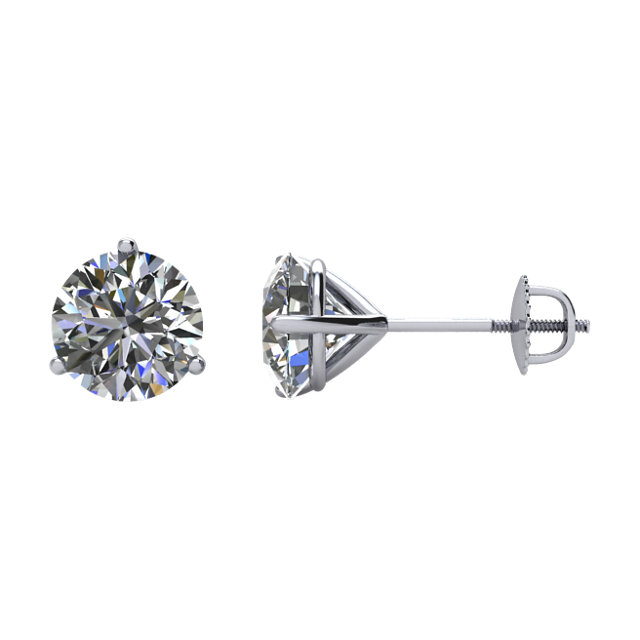 Round 3-Prong Stud Earrings