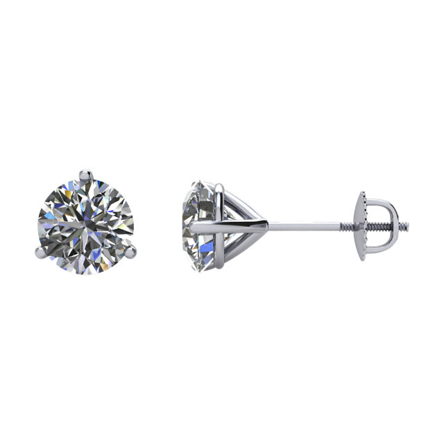 Round 3-Prong Stud Earrings