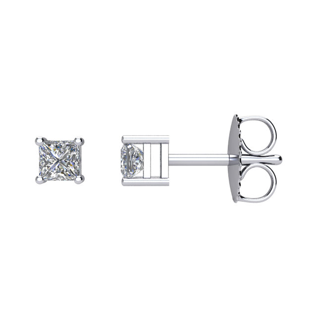 Square 4-Prong Stud Earrings
