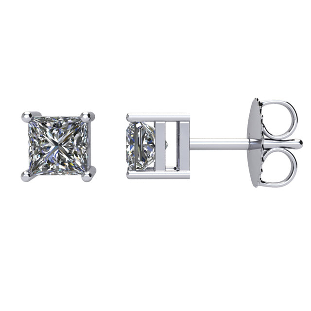 Square 4-Prong Stud Earrings