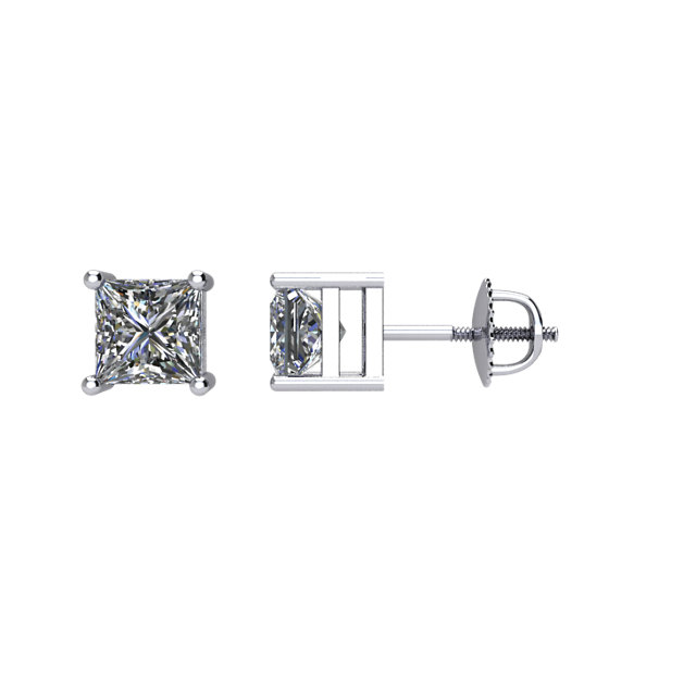 Square 4-Prong Stud Earrings