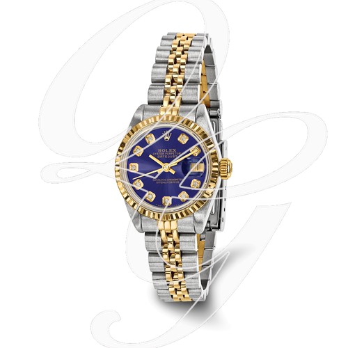 Certified Pre-owned Rolex Steel/18ky Ladies Diamond Blue Watch