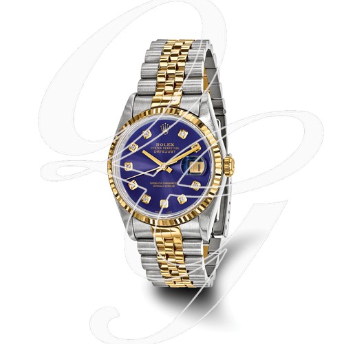 Certified Pre-owned Rolex Steel/18ky Mens Diamond Blue Watch