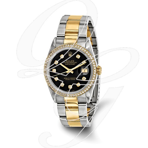 Certified Pre-owned Rolex Steel/18ky Mens Diamond Black Watch
