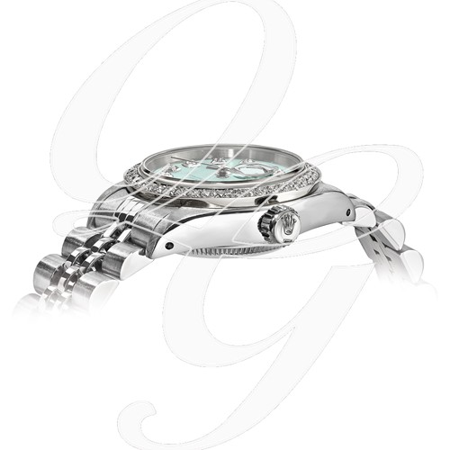 Certified Pre-ownd Rolex Steel/18kw Bezel, Lady Diamond Ice Blue Watch