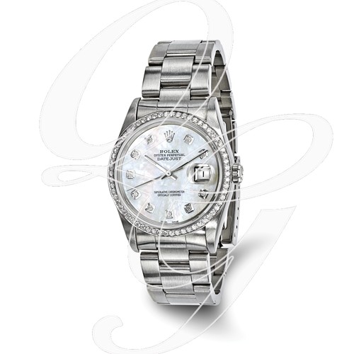 Certified Pre-owned Rolex Steel/18kw Bezel, Mens Diamond MOP Watch