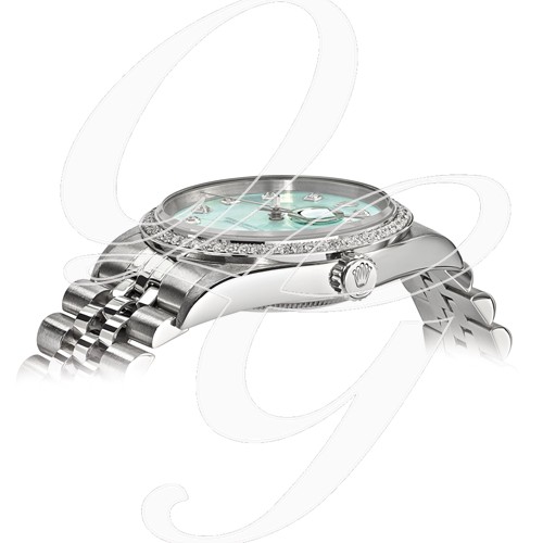 Certified Pre-ownd Rolex Steel/18kw Bezel, Men Diamond Ice Blue Watch