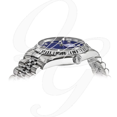 Certified Pre-owned Rolex Steel/18kw Bezel, Mens Diamond Blue Watch