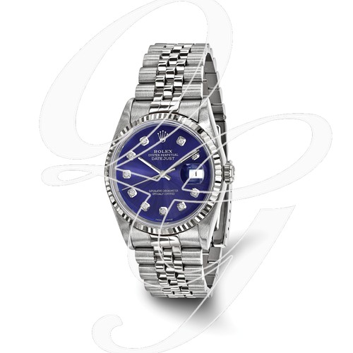Certified Pre-owned Rolex Steel/18kw Bezel, Mens Diamond Blue Watch