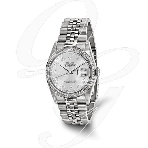 Certified Pre-owned Rolex Steel/18kw Bezel, Mens Diamond Silver Watch