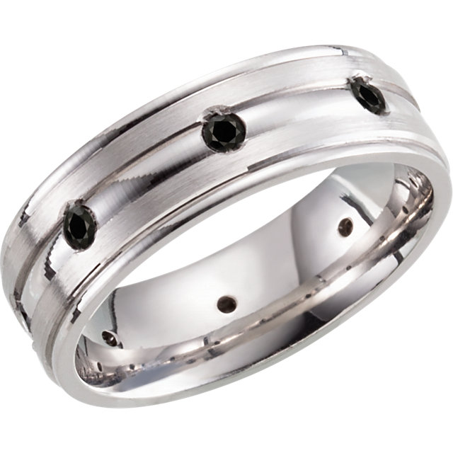 Comfort-Fit Sterling Silver Patterned Band