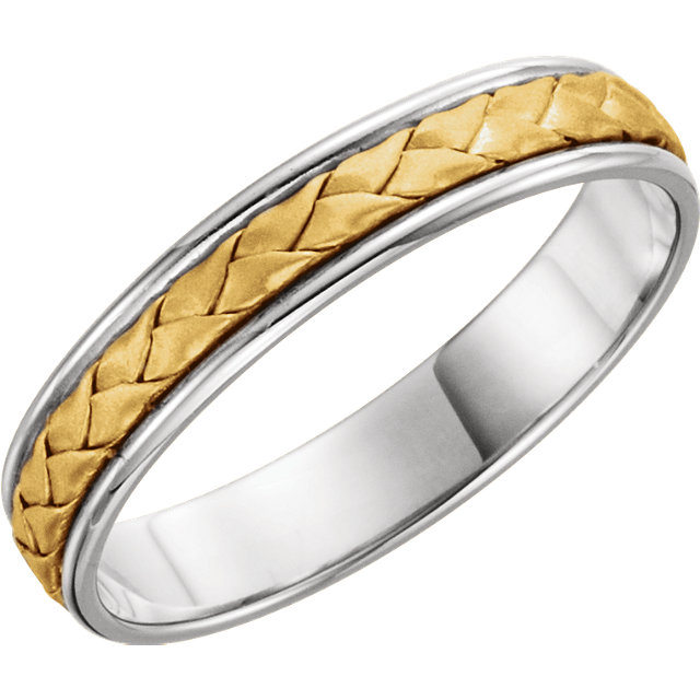 14kt White & Yellow 4mm Hand-Woven Band Size 3