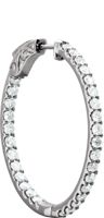 14kt White 3 CTW Diamond Inside/Outside Hoop Earrings
