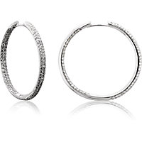 Pave Set Inside/Outside Hinged Diamond Hoop Earrings 