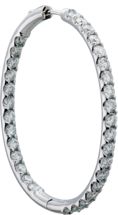 14kt White 5 CTW Diamond Inside/Outside Hoop Earrings