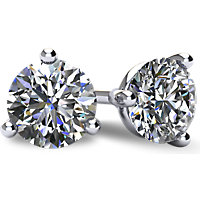 3-Prong Cocktail-Style Diamond Stud Earrings with Friction Backs