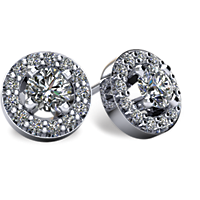 Halo-Style Diamond Stud Earrings with Friction Backs